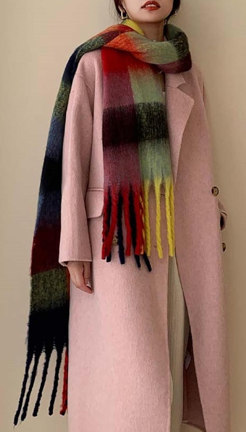Wander Agio Winter Women Warm Scarf Long Shawl Large Scarves Cold Weather Thick Blanket Scarfs Colorful Plaid - Image 4